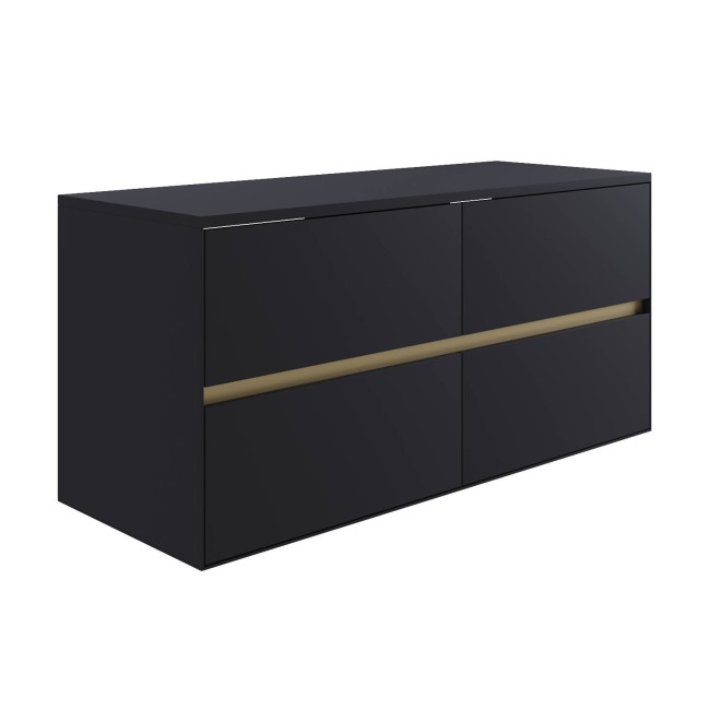 1200mm Black Wall Hung Double Countertop Vanity Unit- Roxbi