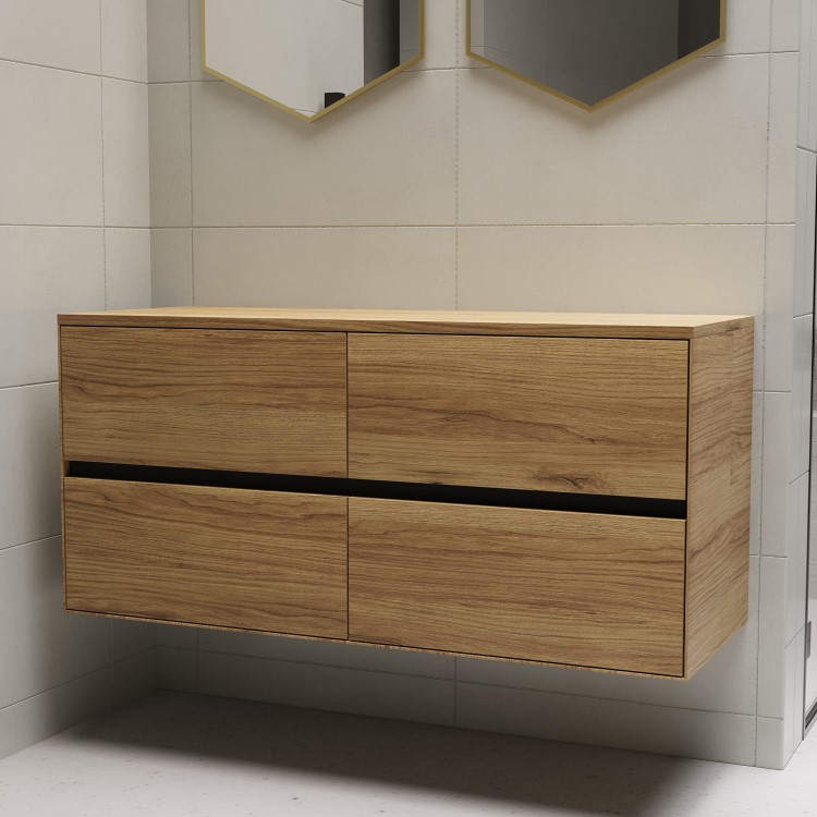 1200mm Wood Effect Wall Hung Double Countertop Vanity Unit- Roxbi