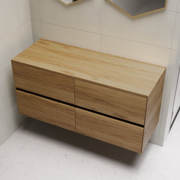 1200mm Wood Effect Wall Hung Double Countertop Vanity Unit- Roxbi