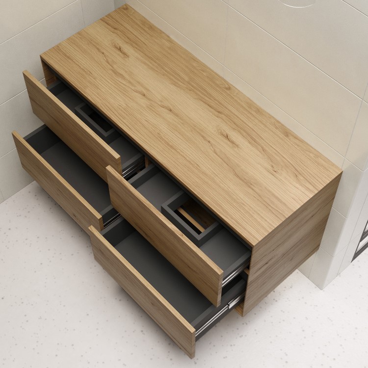 1200mm Wood Effect Wall Hung Double Countertop Vanity Unit- Roxbi