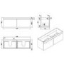 1200mm Wood Effect Wall Hung Double Vanity Unit with Basin and Black Handles - Ashford 