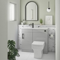 Grade A1 - 900mm Grey Cloakroom Toilet and Sink Unit with Chrome Fittings - Ashford  