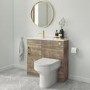 900mm Wood Effect Cloakroom Toilet and Sink Unit with Brass Fittings - Ashford