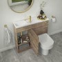 900mm Wood Effect Cloakroom Toilet and Sink Unit with Brass Fittings - Ashford