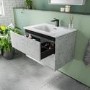 Grade A1 - 700mm Concrete Efffect Wall Hung Vanity Unit with Basin - Arragon