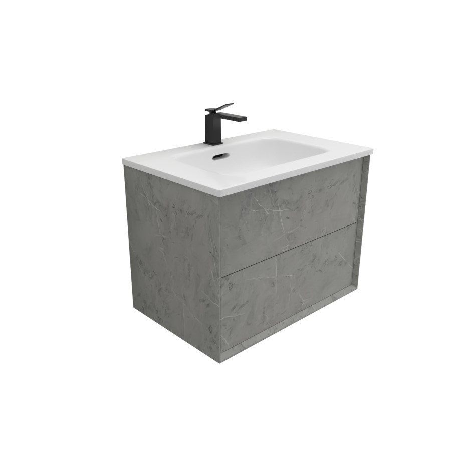 Grade A1 - 700mm Concrete Efffect Wall Hung Vanity Unit with Basin - Arragon