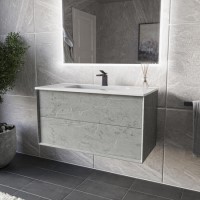 Grade A2 - 1000mm Stone Effect Wall Hung Vanity Unit with Basin - Arragon