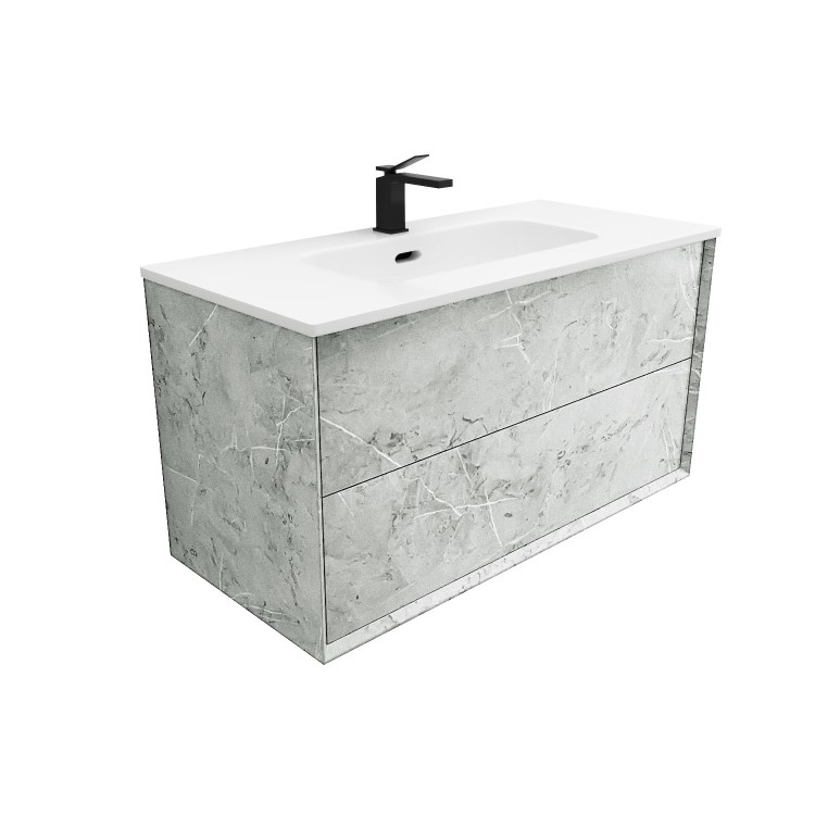 1000mm Concrete Effect Wall Hung Vanity Unit with Basin - Arragon