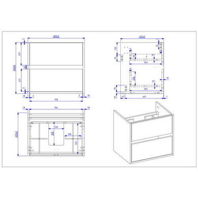 600mm Wood Effect Wall Hung Vanity Unit with Basin - Roxbi