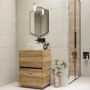 Grade A2 - 600mm Wood Effect Freestanding Countertop Vanity Unit with Basin - Roxbi