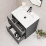 600mm Grey Freestanding Vanity Unit with Matt White Basin - Roxbi