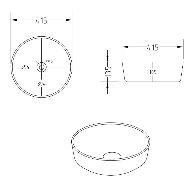 600mm Grey Freestanding Countertop Vanity Unit with Basin - Roxbi