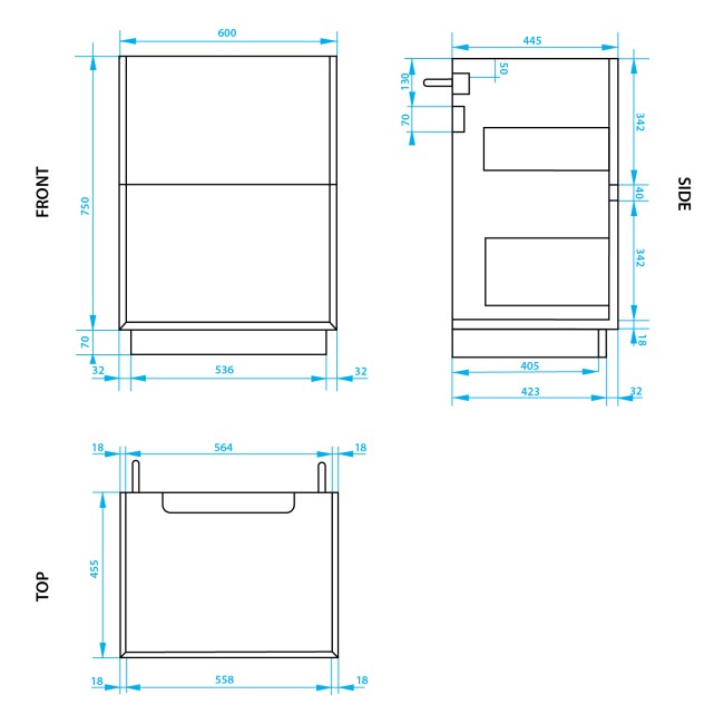 Grade A1 - 600mm Grey Freestanding Vanity Unit with Basin - Roxbi