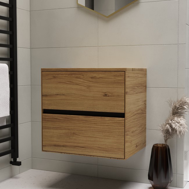 600mm Wood Effect Wall Hung Countertop Vanity Unit- Roxbi