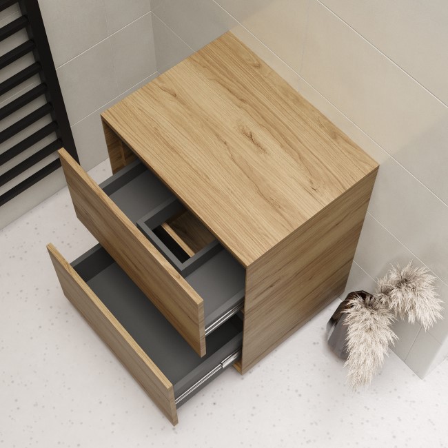 600mm Wood Effect Wall Hung Countertop Vanity Unit- Roxbi