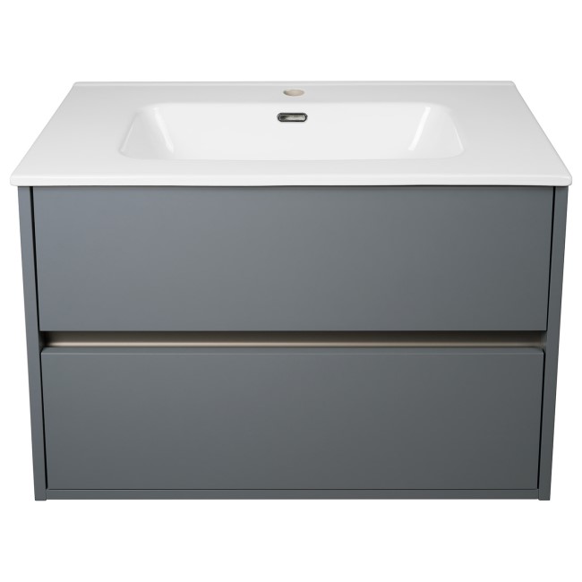 600mm Grey Wall Hung Vanity Unit with Basin - Roxbi