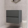 600mm Grey Wall Hung Countertop Vanity Unit- Roxbi
