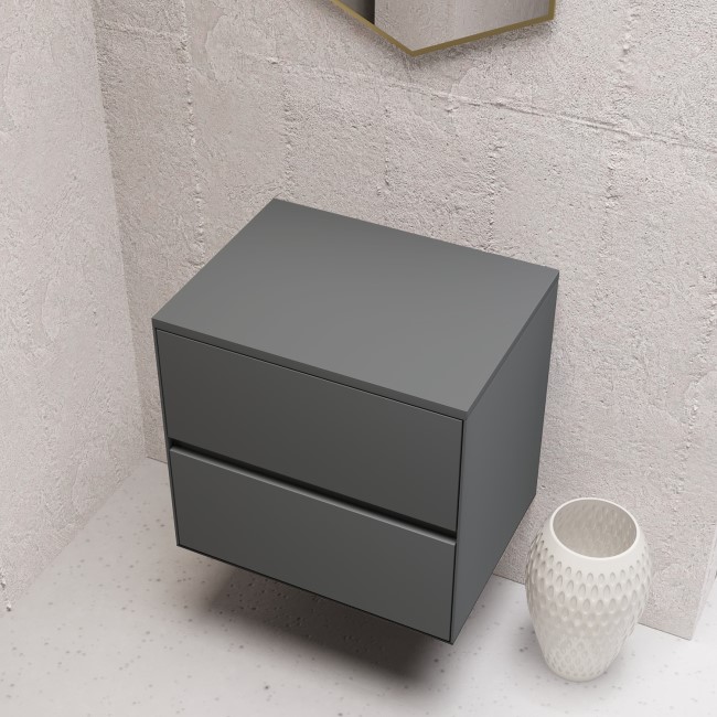 600mm Grey Wall Hung Countertop Vanity Unit- Roxbi