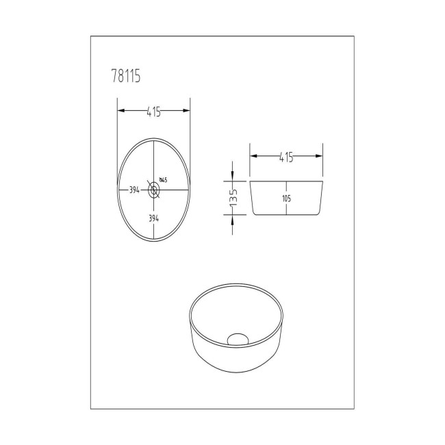 600mm Grey Wall Hung Countertop Vanity Unit with Basin - Roxbi