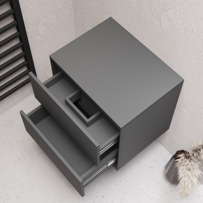 600mm Grey Wall Hung Countertop Vanity Unit- Roxbi