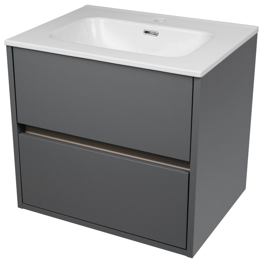 800mm Grey Wall Hung Vanity Unit with Basin - Roxbi