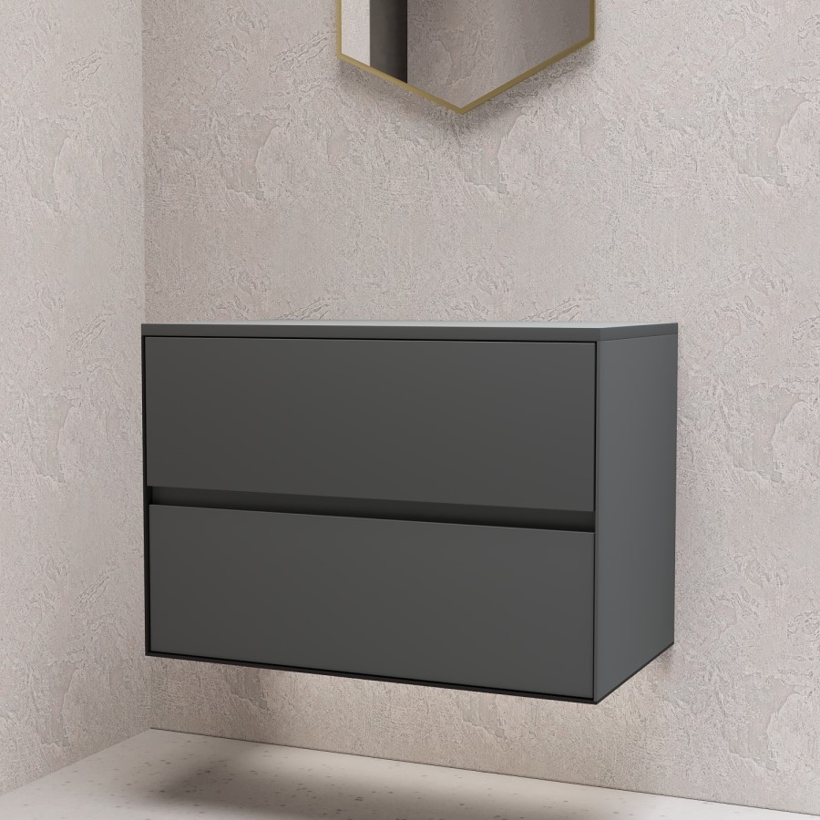 800mm Grey Wall Hung Countertop Vanity Unit- Roxbi