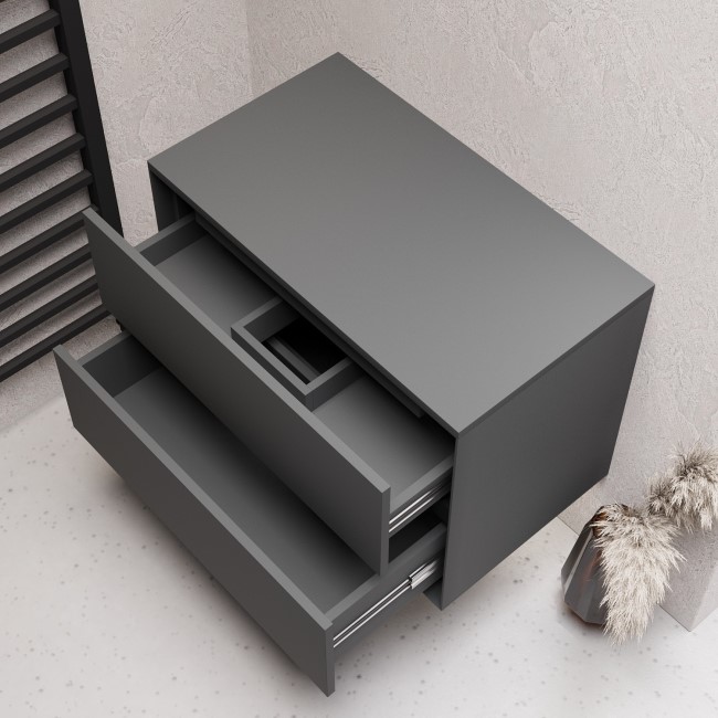 800mm Grey Wall Hung Countertop Vanity Unit- Roxbi