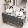 Grade A1 - 1200mm Grey Wall Hung Double Countertop Vanity Unit with Basin - Roxbi