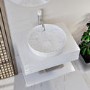 White Wall Hung Vanity Unit with Marble Effect Basin and Tall Marble Handle Tap - Lorano