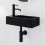 Grade A1 - Cloakroom Black Wall Hung Basin Left Hand 405mm and Waste - Detroit