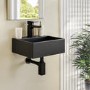 Cloakroom Black Wall Hung Basin with Waste 330mm - Houston