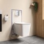 White Wall Hung Toilet with Soft Close Seat Frame Cistern and Chrome Flush - Augusta