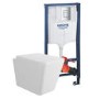 Grade A1 - White Wall Hung Toilet with Soft Close Seat Frame Cistern and Chrome Flush - Augusta