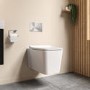 White Square Wall Hung Rimless Toilet with Soft Close Seat Cistern Frame and Chrome Flush - Augusta