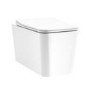 White Square Wall Hung Rimless Toilet with Soft Close Seat Cistern Frame and Chrome Flush - Augusta