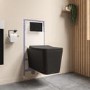 Black Square Wall Hung Rimless Toilet with Soft Close Seat Cistern Frame and Black Flush - Augusta