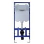 Black Square Wall Hung Rimless Toilet with Soft Close Seat Cistern Frame and Black Flush - Augusta