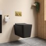 Black Square Wall Hung Rimless Toilet with Soft Close Seat Cistern Frame and Brushed Brass Flush - Augusta