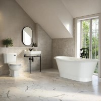 Traditional Freestanding Bath Suite with Toilet & Black Wash Stand with Basin - Helmsley