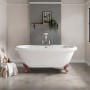 Paintable Freestanding Double Ended Roll Top Bath with Pink Feet 1515 x 740mm - Park Royal