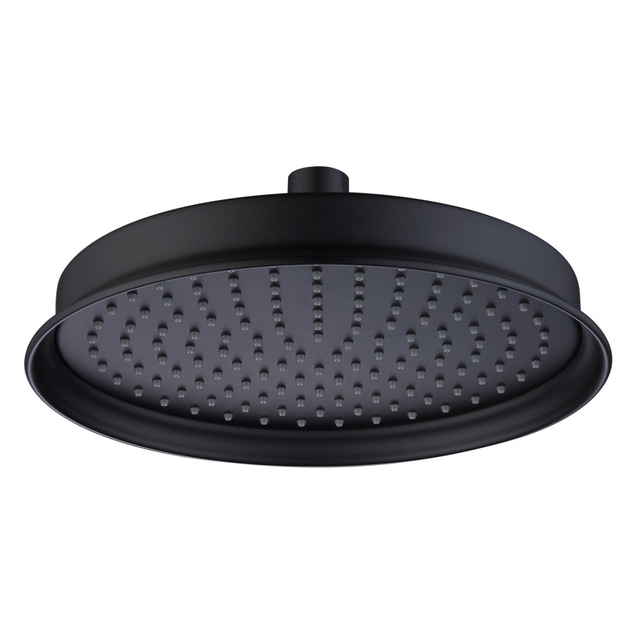Grade A1 - 230mm Black Traditional Shower Head with Wall Arm