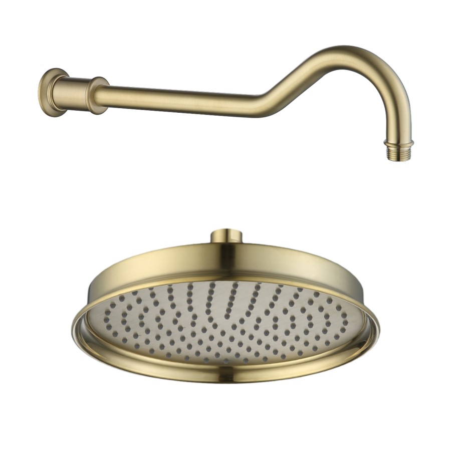 Grade A2 - Brass Shower Head with Wall Arm - Camden