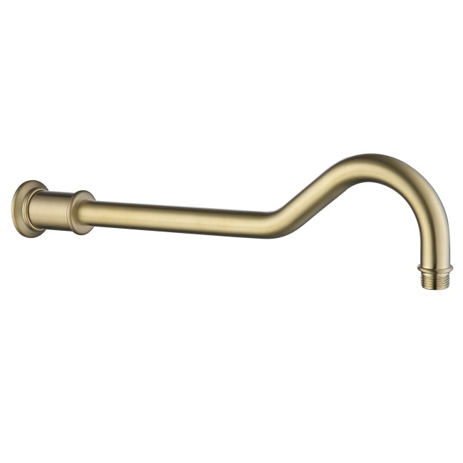 250mm Brushed Brass Shower Head with Wall Arm