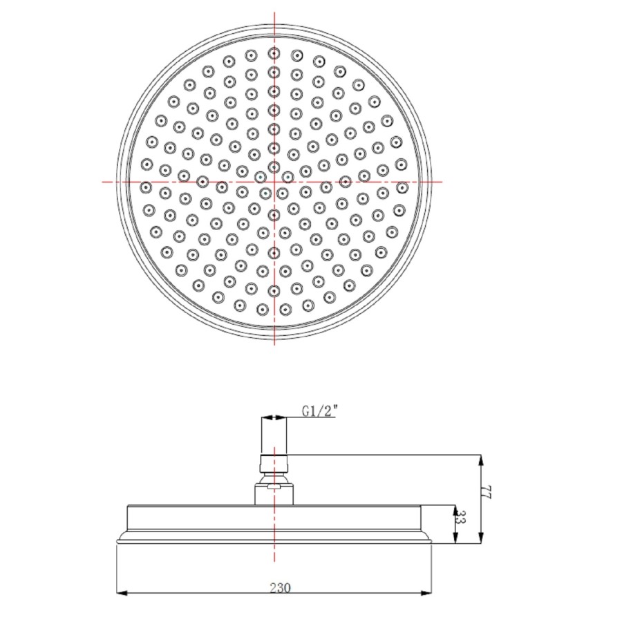 Grade A2 - Brass Shower Head with Wall Arm - Camden