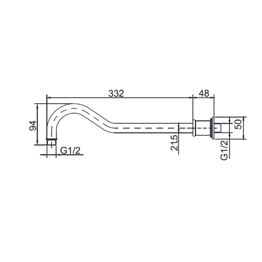 Grade A2 - Brass Shower Head with Wall Arm - Camden