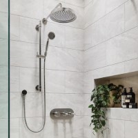 Grade A1 - Chrome Dual Outlet Wall Mounted Thermostatic Mixer Shower with Hand Shower - Camden