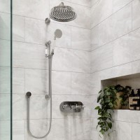 Grade A1 - Chrome Dual Outlet Wall Mounted Thermostatic Mixer Shower Set with Hand Shower - Camden Grade A1 - Chrome Dual Outlet Wall Mounted Thermostatic Mixer Shower Set with Hand Shower - Camden