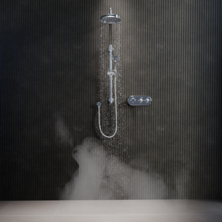 Chrome Dual Outlet Wall Mounted Thermostatic Mixer Shower with 