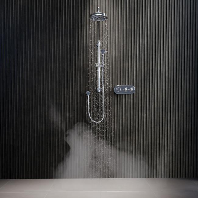 Chrome Dual Outlet Wall Mounted Thermostatic Mixer Shower Set with Hand Shower  - Camden