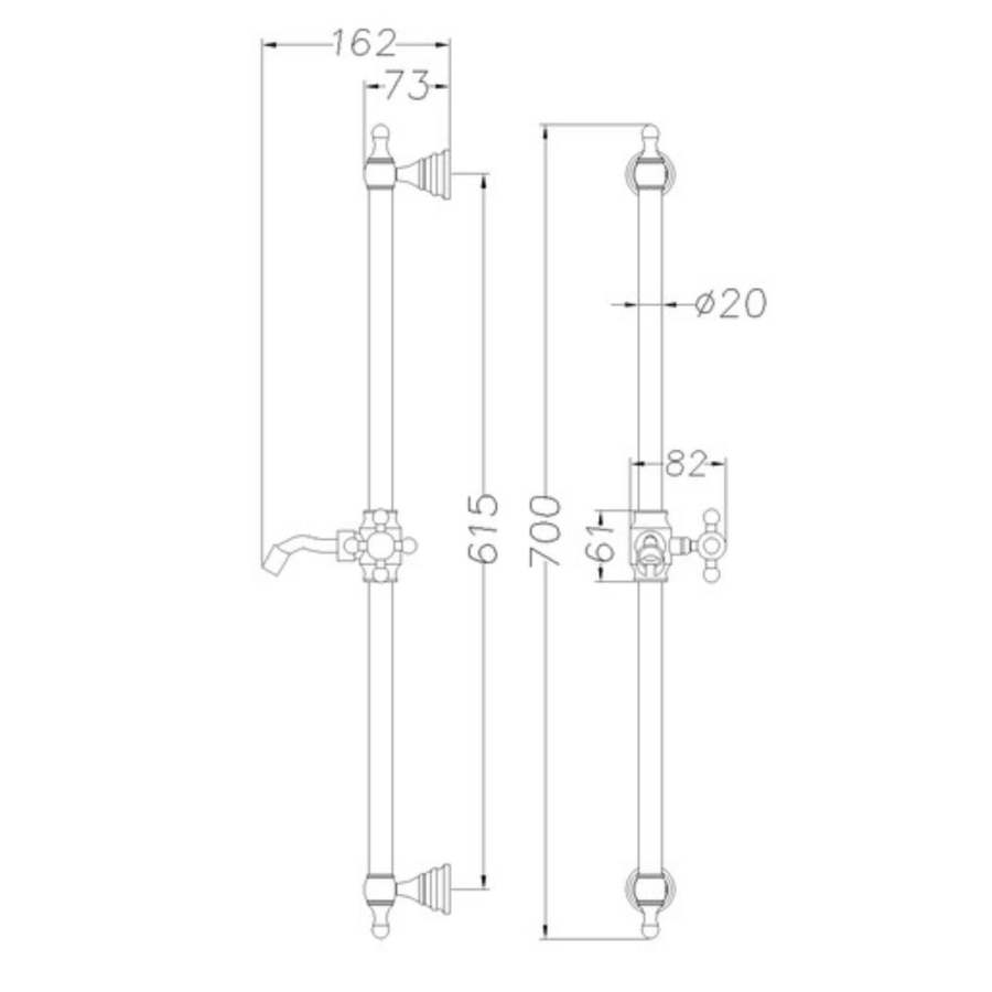 Grade A1 - Chrome Dual Outlet Wall Mounted Thermostatic Mixer Shower Set with Hand Shower - Camden